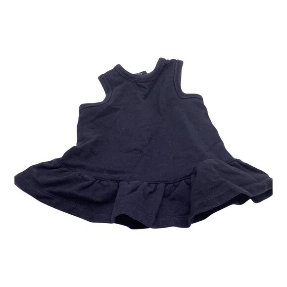 Ralph Lauren Baby Girl Size 3M Sleeveless Navy Blue Dress With Ruffle Hem Cotton - Picture 6 of 8